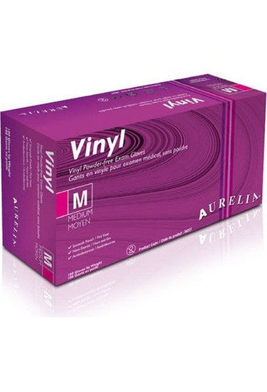 Gants d'examen en vinyle et sans poudre (100 gants / Boîte)